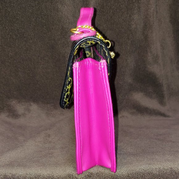 JUICY COUTURE HOT PINK AND BLACK PATENT HANDBAG / CLUTCH - LIKE NEW! - Picture 3 of 9